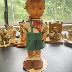 Hummel Goebel Vintage Rubber Boy Doll With Metal Stand