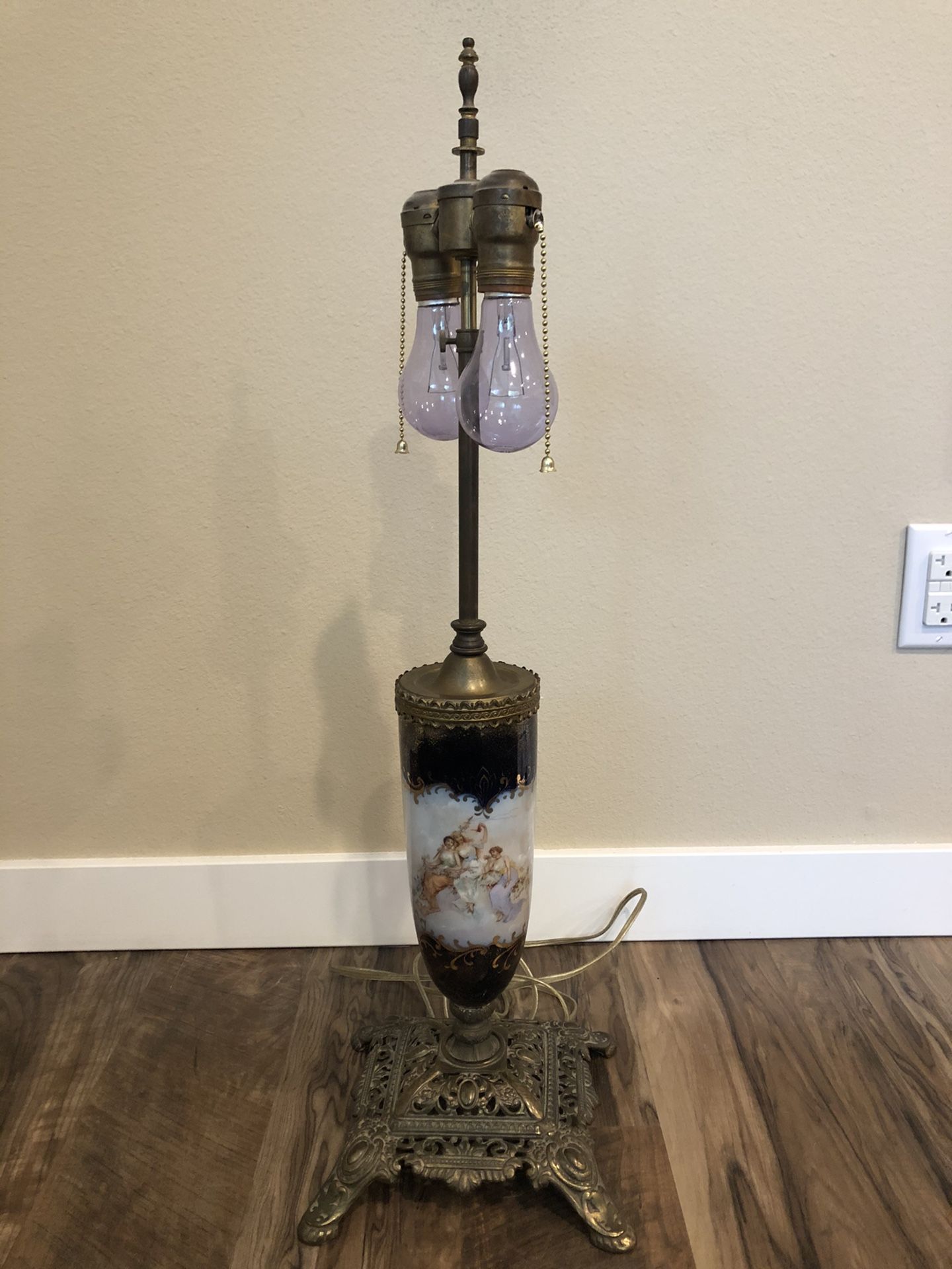 Antique Porcelain and Brass Lamp