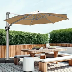 11FT Outdoor Patio Umbrella with Rotation, Adjustable Tilt and Cross base.