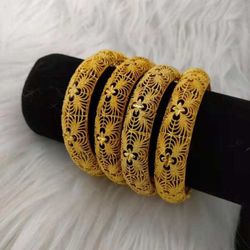 24K gold plated Dubai bangle jewelry bracelet openable bangle 4 pc