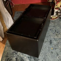 Foot Stool With Wheels, Storage, And Tray