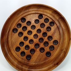 Vintage Wooden/Marble Solitaire  Game Board
