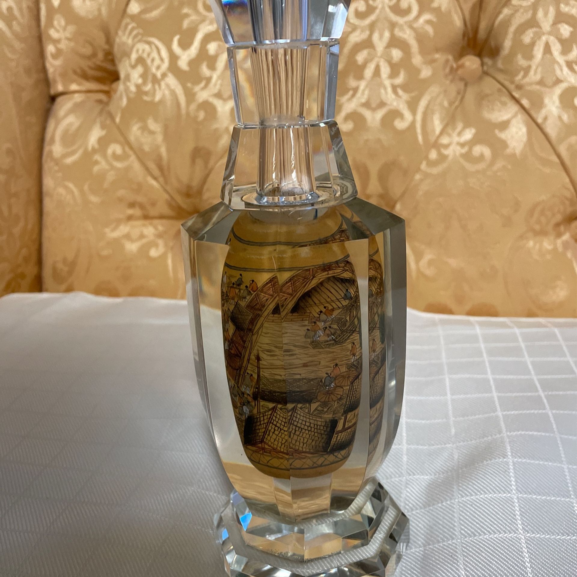 Vintage Chinese Inside Painted Crystal Vase