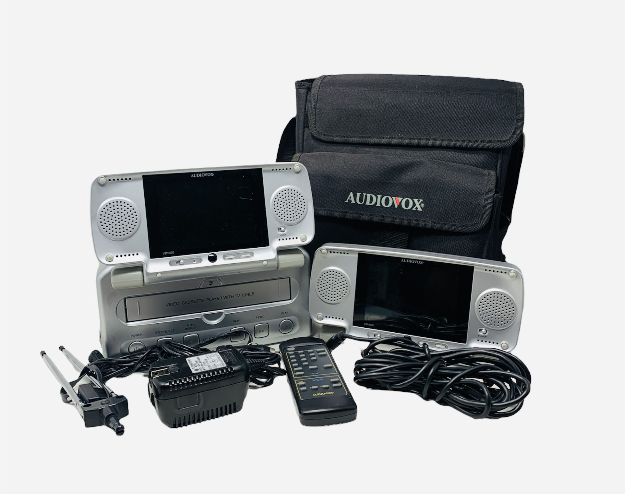 AudioVox VBP 3000 With 2- 5” LCD Detachable Screens VHS Player/TV