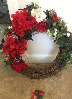 Red and white Christmas wreath