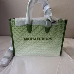 MICHAEL KORS MIRELLA MD EAST WEST TOTE SATCHEL SHOULDER BAG OMBRÉ JUNGLE GREEN