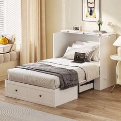 Twin Murphy Bed with Built-in ChargingStation