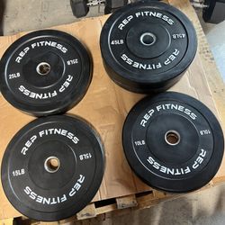 Rep Fitness 190lb Black Bumper Plate Set NEW