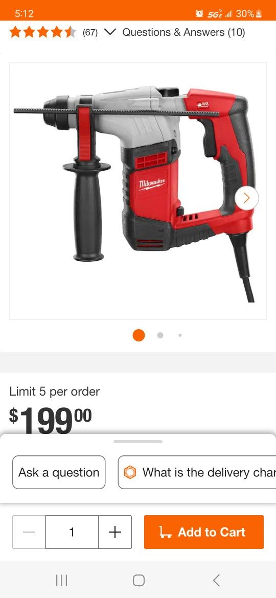 Firm Price🛑 5.5 Amp 5/8 in. Corded SDS-plus Concrete/Rotary Hammer Drill Kit with Case used Good.