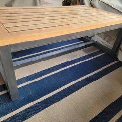 Pottery Barn Wood and Steel Contemporary Coffee Table