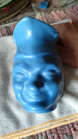 Antique face mug stamped & signed by pottery Maker