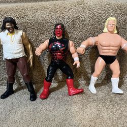WWE WCW lot of 3 Wrestling figures Mankind Sting NWO Wolfpack Lex Luger