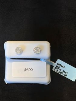 Natural Diamond Earrings 14k(white gold)