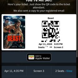 Two Tickets For “BEAST” Movie