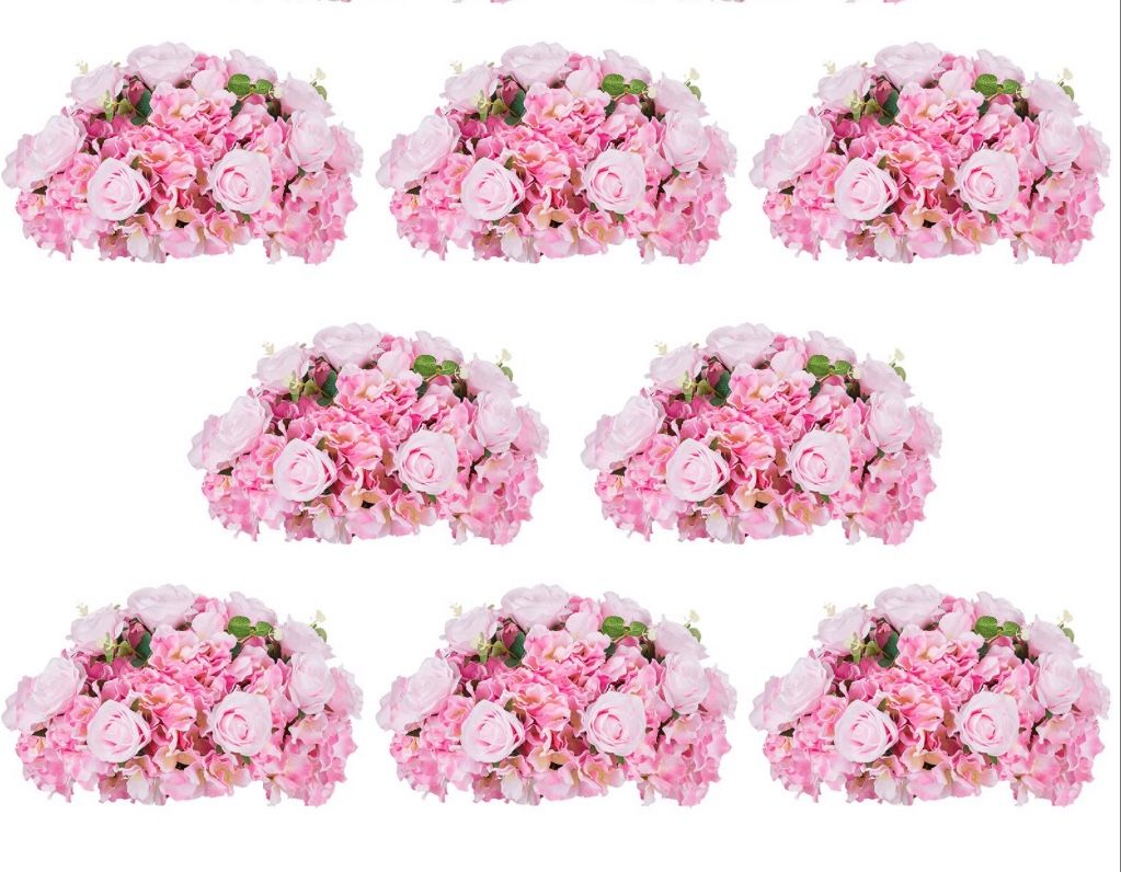 NUPTIO Flower Balls For Wedding Centerpieces - 8 Pcs 15.7 Inch Diameter Fake Flower Ball Arrangement Bouquet Party Centerpieces For Tables - Pink Ros