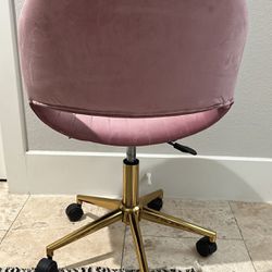 Pink Velvet Rolling Chair 