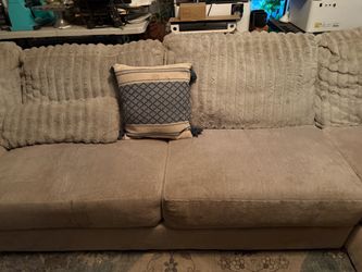 Beige Fabric Sofa with Cushions