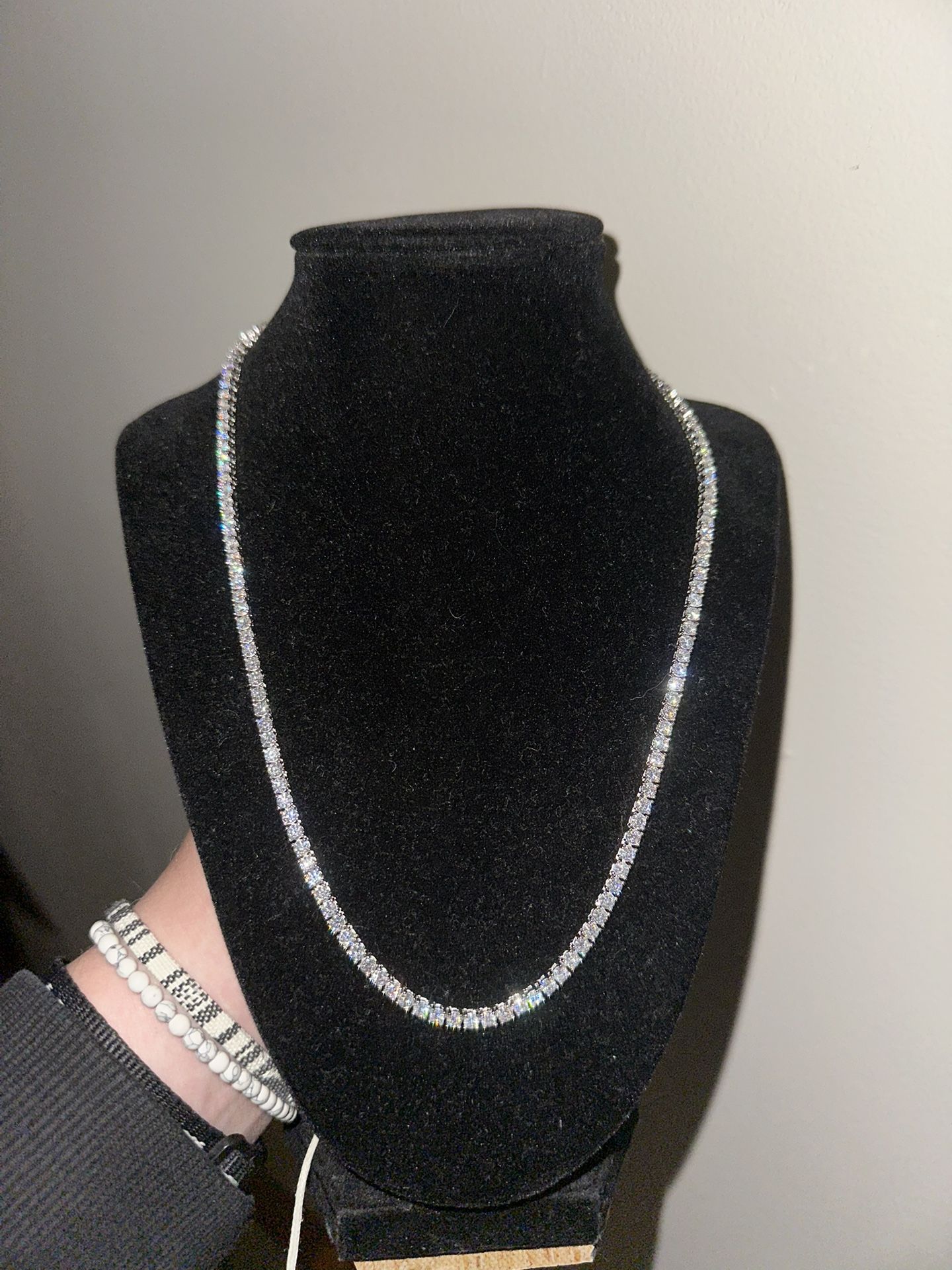 Sterling silver tennis moissanite necklace