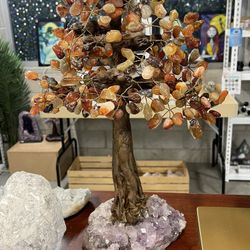 Amethyst With Carnelian  Gemstone Tree 