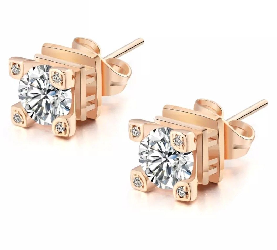 SHIPPING ONLY. ❤4cts Eiffel Tower Lab Diamond Rose Gold Finished Stud Earring