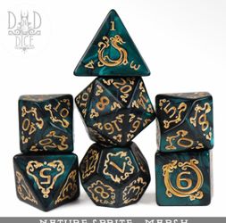 King of Crits Nature Sprite Marsh 7pc D&D RPG Dice Set NEW