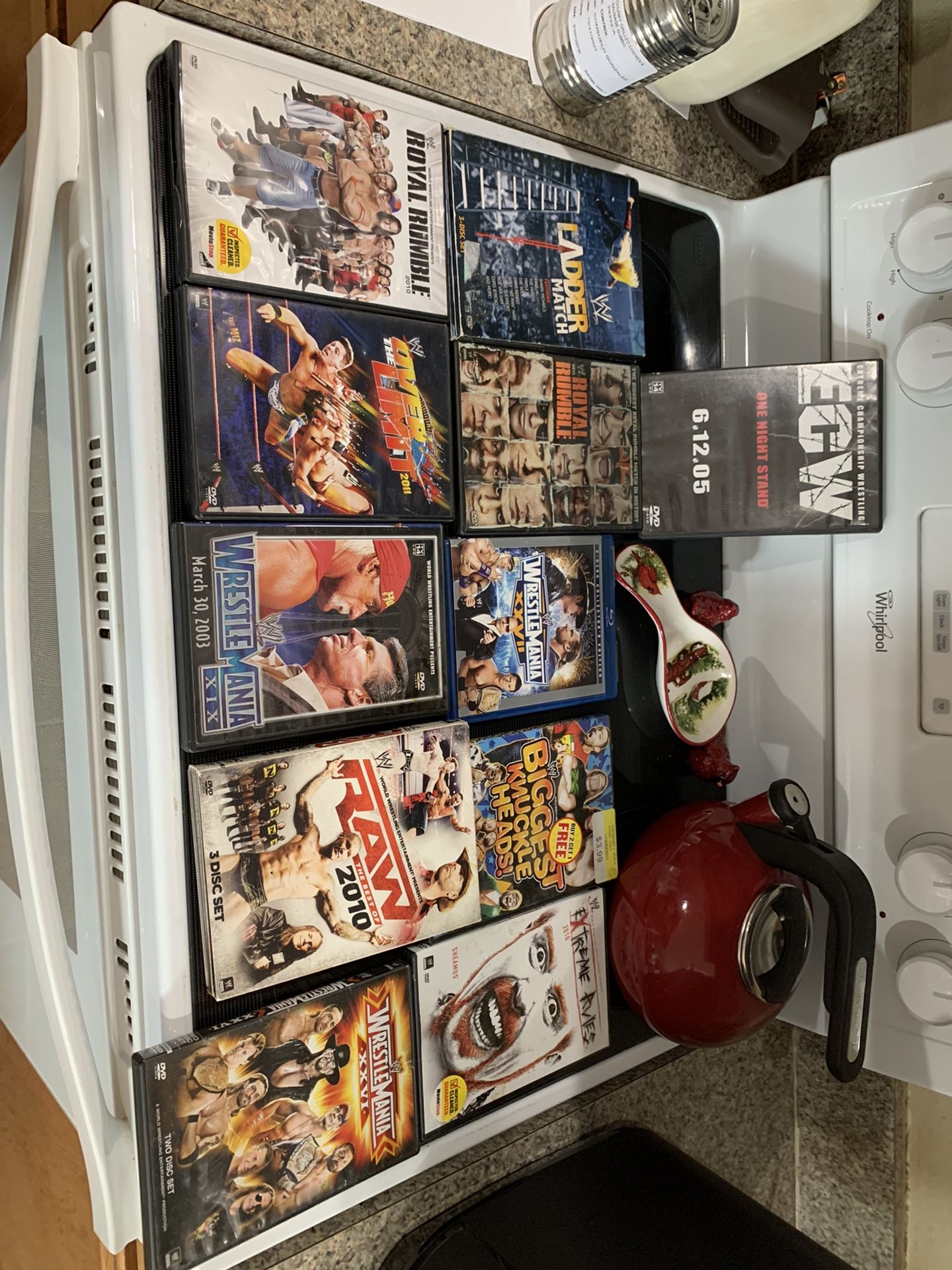 WWE ECW Wrestling DVDs . Raw , Wrestle Mania Etc . Good Used Working Condition DVD .