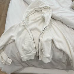 brandy melville white zip up never worn clean one size 