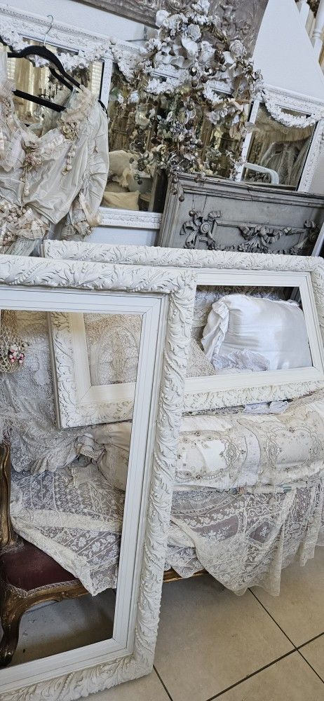 2 Antique Large Pair of wood Frames for Mirrors or Art