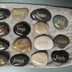 Inspirational Picket Word Stones in Pouch $15 for All