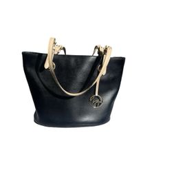 Michael Kors Black Tote Bag with Beige Straps