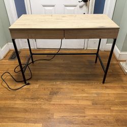 Twin Draw Desk (With Electrical Outlet Secret Compartment) (2 Plugs, 2 USB Ports) (42x20x30)