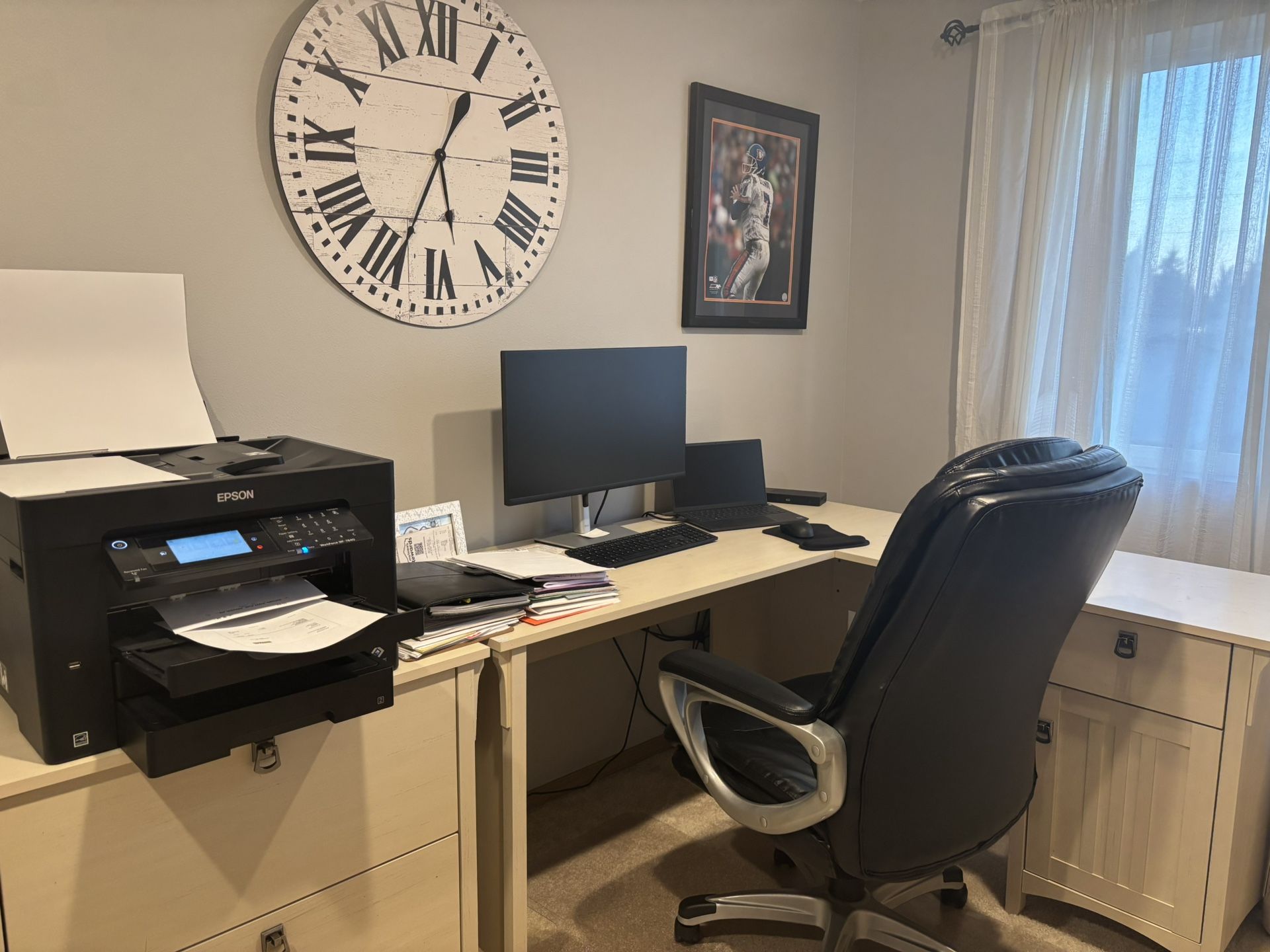Desk L Shaped & Filed Cabinet 