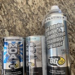 BG Products Platinum Air Intake, Valve Vombustion Chamber Cleaner +44K Fuel System Cleaner + MOA Engine Oil Supplement