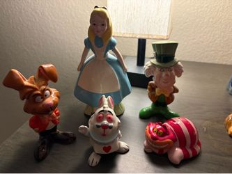 Vintage Disney Alice in Wonderland Porcelain Figurine Set - Stamped Japan (5 Pcs)