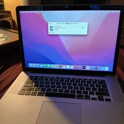 Apple MacBook Pro 15"2.8 Ghz i7 Processor 2015 16 Gb Ram 256gb Ssd 0s Monterey Very Clean With Charger 