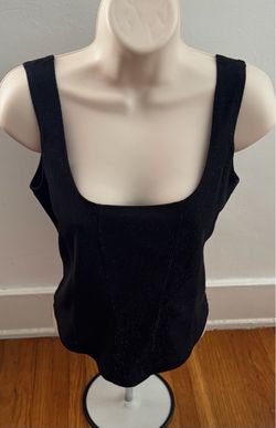 Eye Candy black shimmery sleeveless square neck top, size S