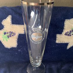 German Beer Drinking Glass With Gold Rim