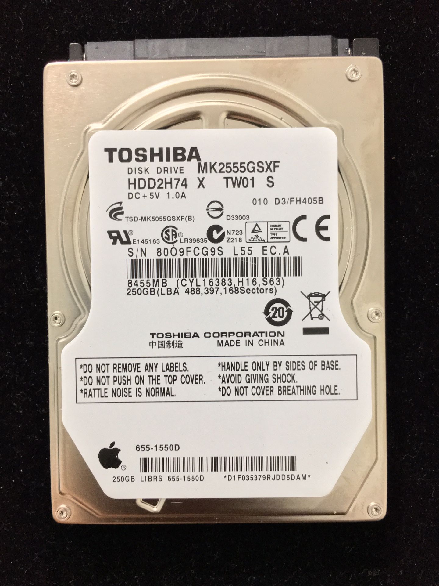 Toshiba Hard Drive 250gb for Laptop Dell, hp, PlayStation, Xbox
