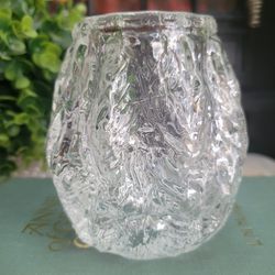 Rare Vintage Chucky Ice Glass Candleholder Or Vase