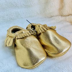 Gold Fringe Baby Moccasins