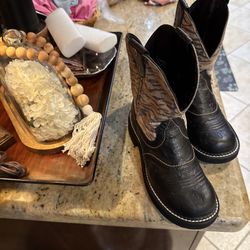 Justin Gypsy Zebra/Ostrich Print Mid-Calf Cowboy Boots 