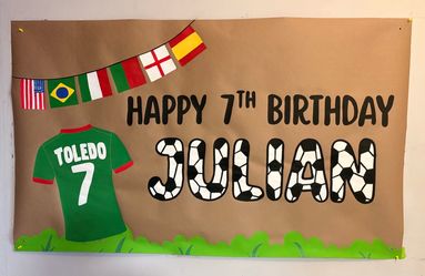 Custom Soccer Birthday Party Banner 3ftx5ft