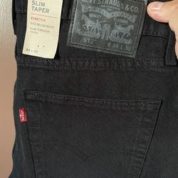 Levis Black Ripped Pants 512 Slim Taper 34 x 30 
