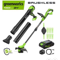 Greenworks PowerAll 24V 12" String Trimmer and 270CFM Handheld Blower Combo Ki...