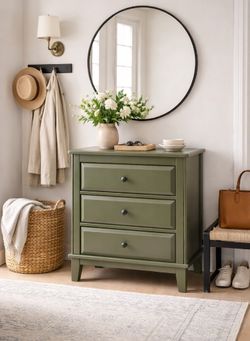 Elegant Sage Green 3-Drawer Nightstand