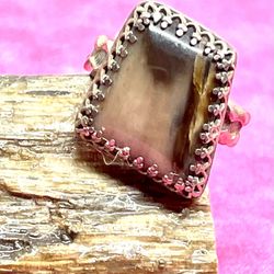 Sterling Petrified Wood Ring 