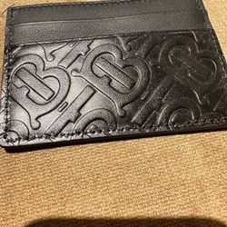 BURBERRY Monogram Leather Card Case in Black