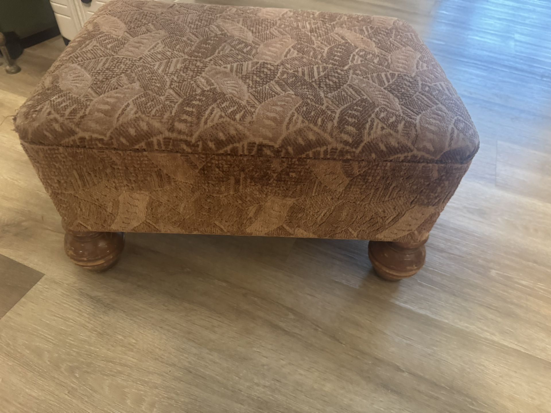 Upholstered Footstool Wooden Legs