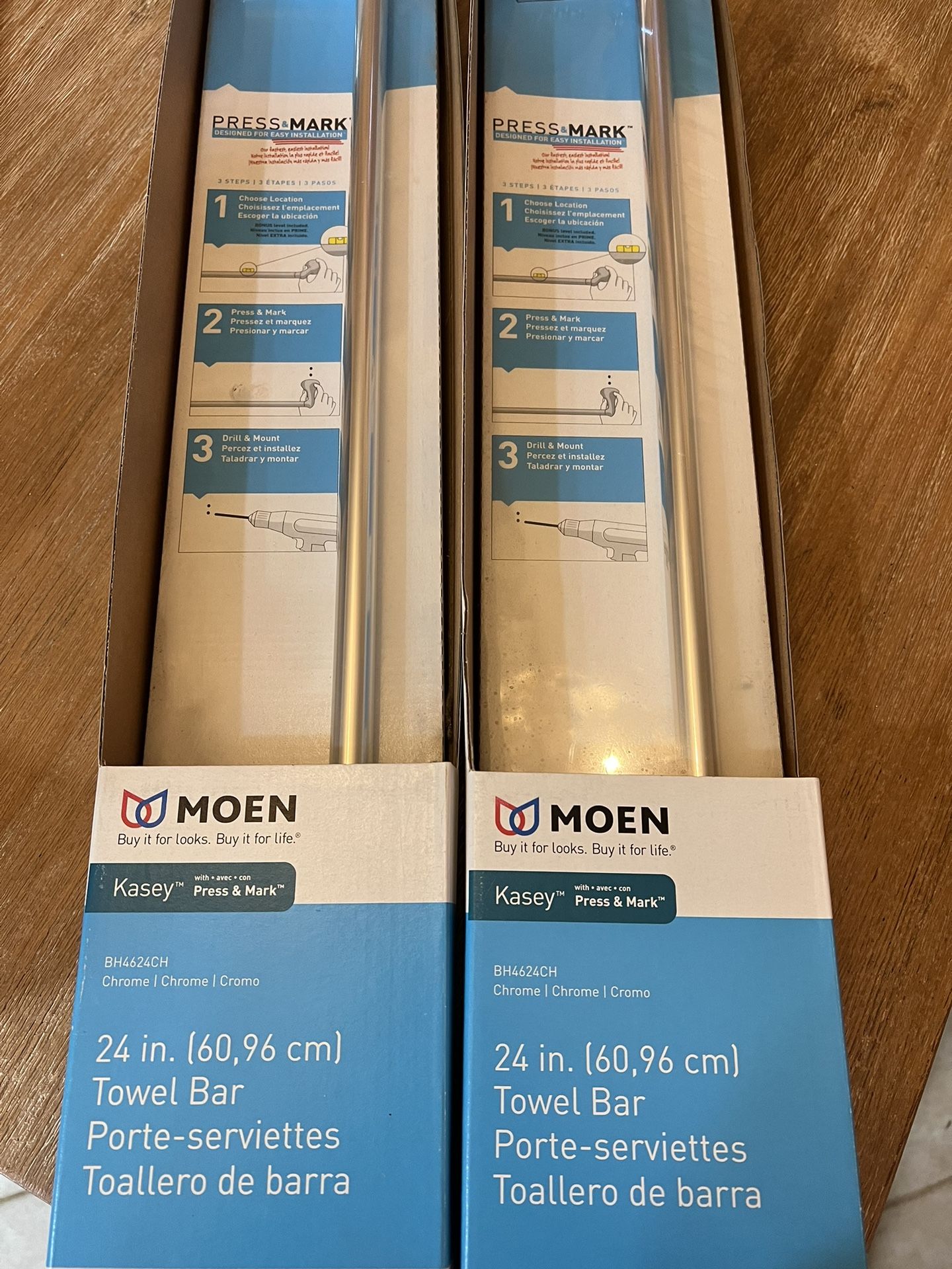 Two New 24” Chrome Moen Towel Bars