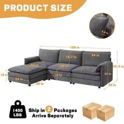 New in box 108" L-Shape Cloud Section al S ofa,